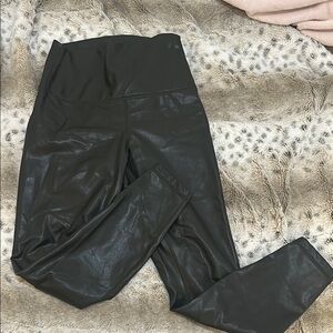 Green Faux Leather Leggings